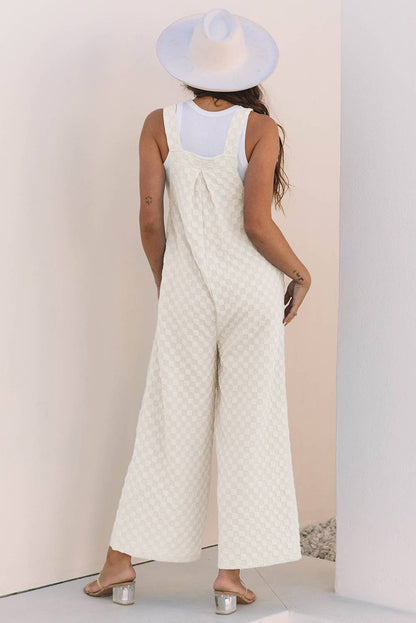 Checkered Pocketed High Waist Wide Leg Overall