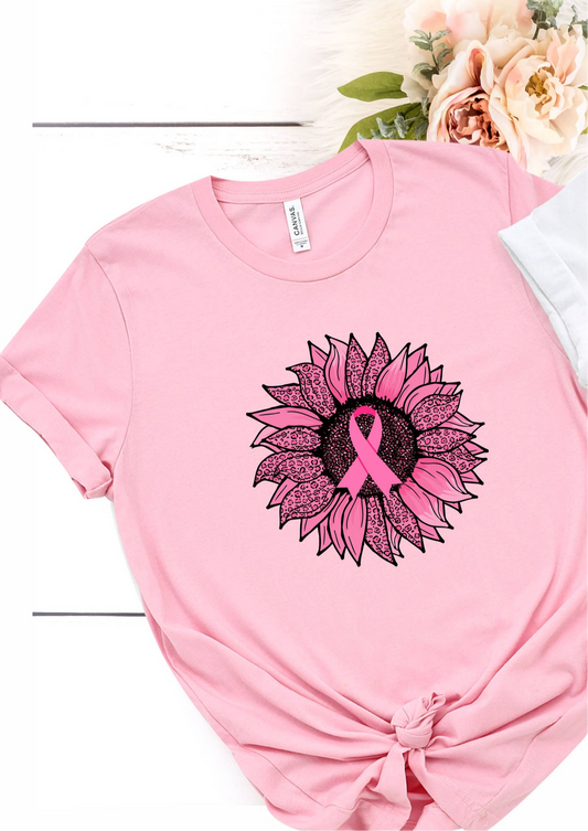 Sunflower Pink Ribbon Shirt, Cancer Awareness Shirt, Breast