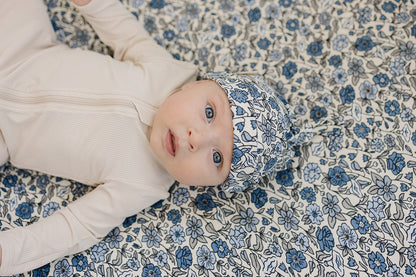 Bluebell Pointelle Bamboo Newborn Knot Hat