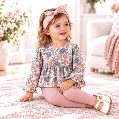 Vintage Floral Baby Girl Outfit - Bamboo & Cotton