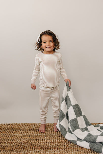 Taupe Stripe Ribbed Bamboo Cozy Set