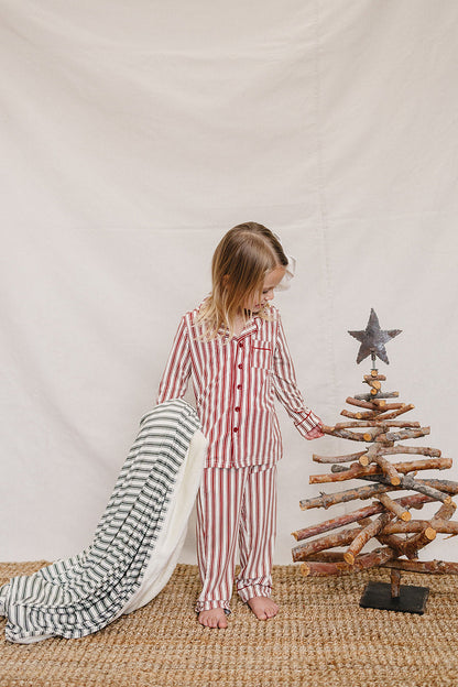 Green Stripe Bamboo Fleece Quilt