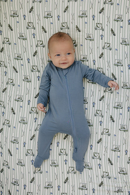 Dusty Blue Bamboo Footed Zipper