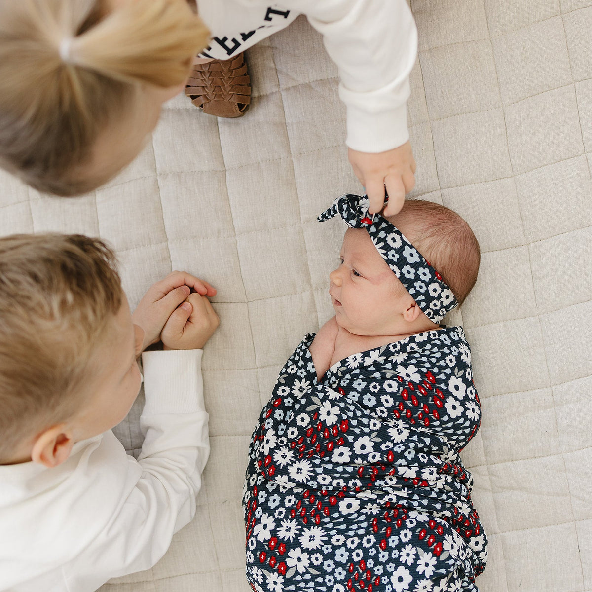 Americana Floral Ribbed Bamboo Stretch Swaddle