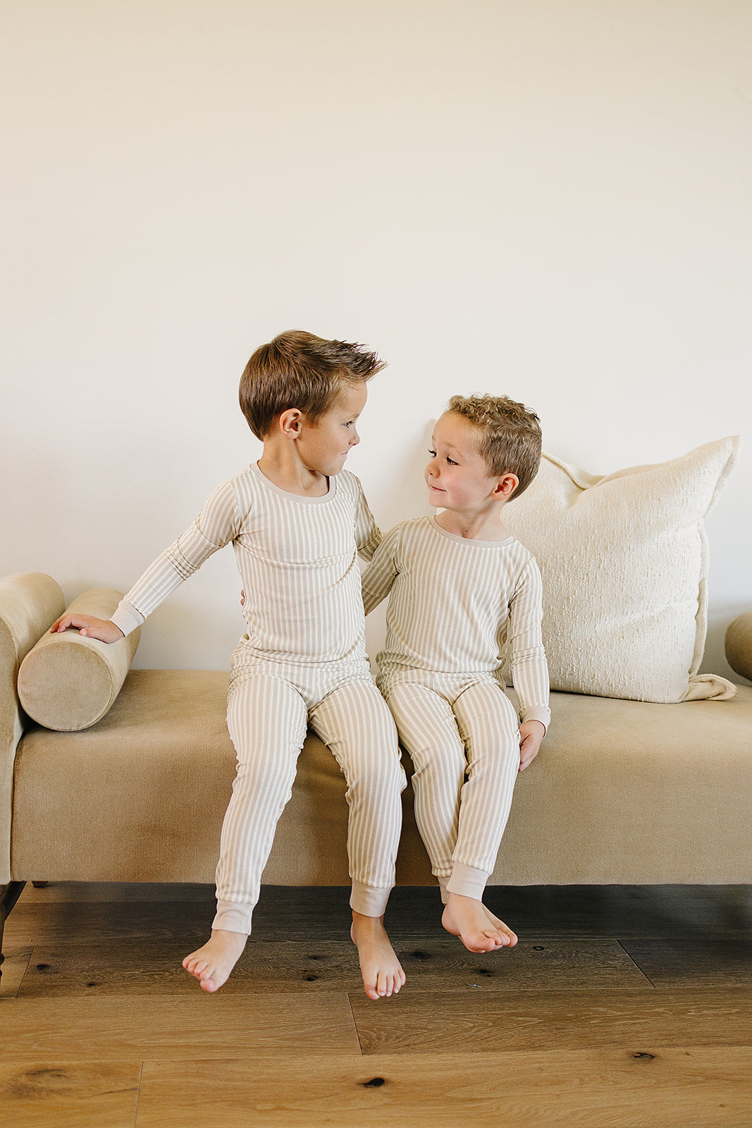 Taupe Stripe Ribbed Bamboo Cozy Set