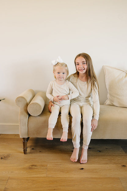 Taupe Stripe Ribbed Bamboo Cozy Set