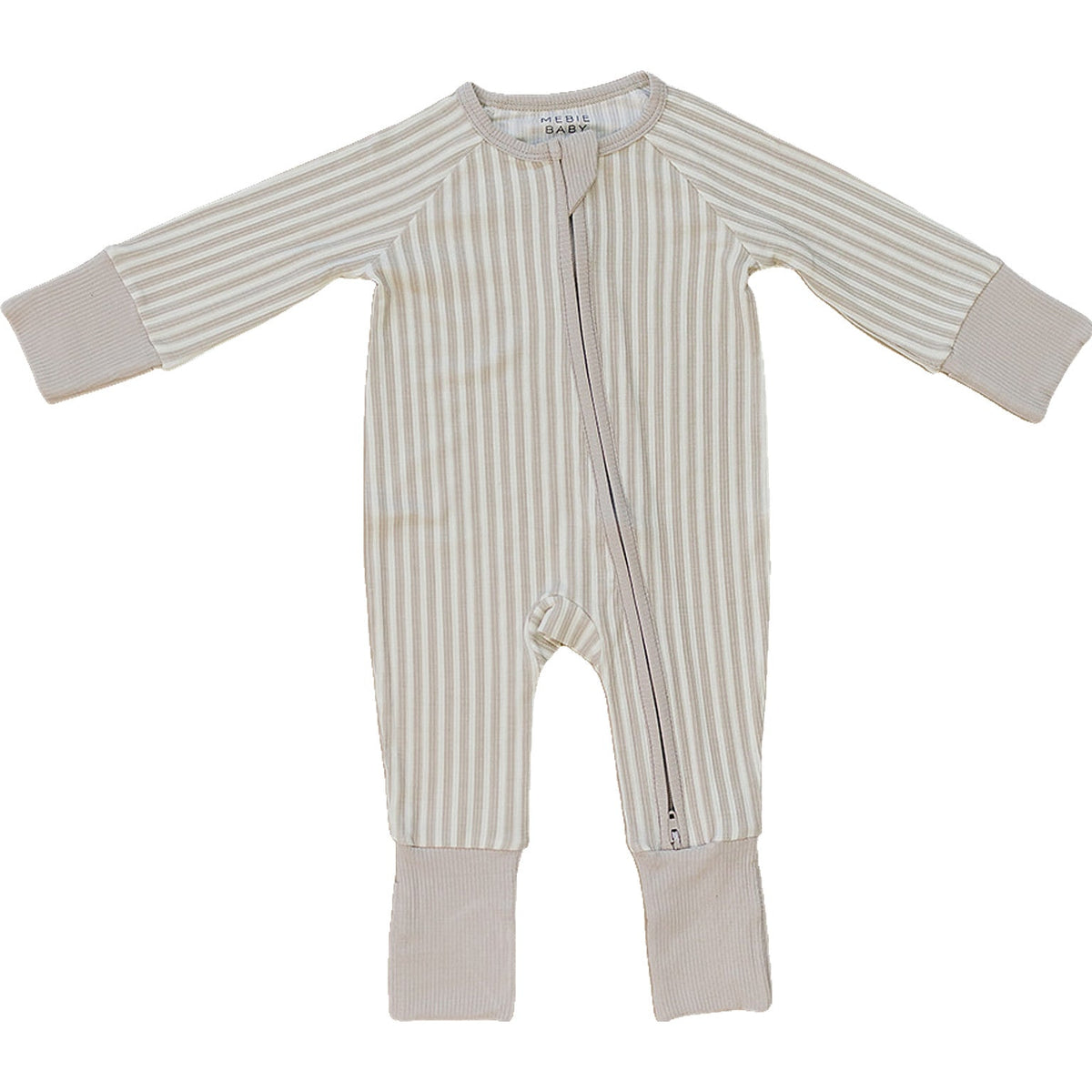 Taupe Stripe Ribbed Bamboo Zipper