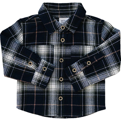 Navy Plaid Button Up Shirt