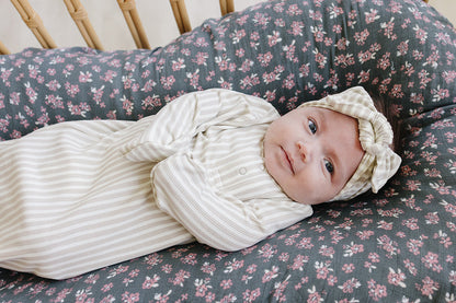 Taupe Stripe Ribbed Bamboo Head Wrap