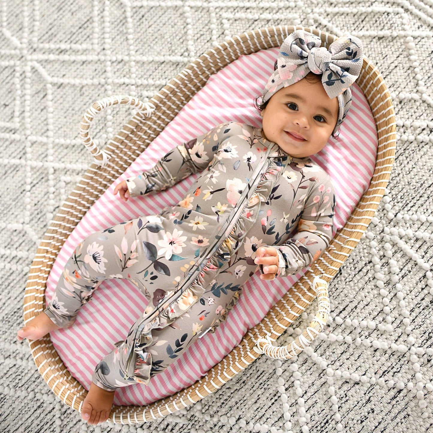 Tatum RUFFLE ZIP Bamboo One Piece Floral Baby Clothing