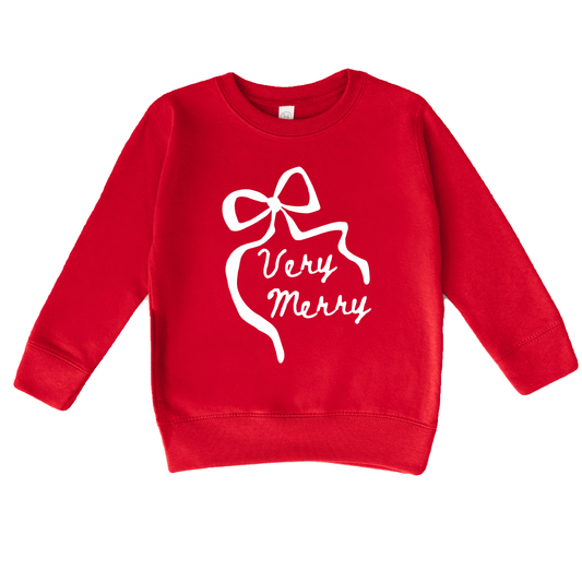 Very Merry Coquette Bow Merry Christmas Girl Winter sweater