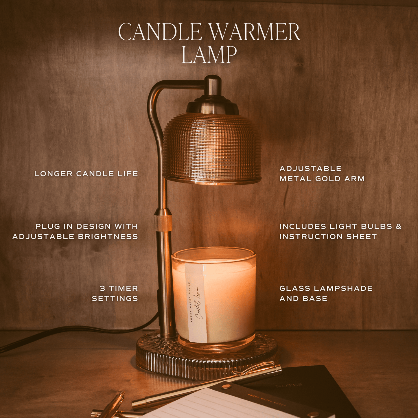 Candle Lamp Warmer, Wood Base