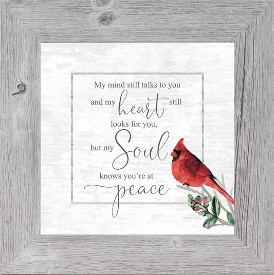 My Soul Knows Your At Peace Framed Art Cardinal Sympathy Art