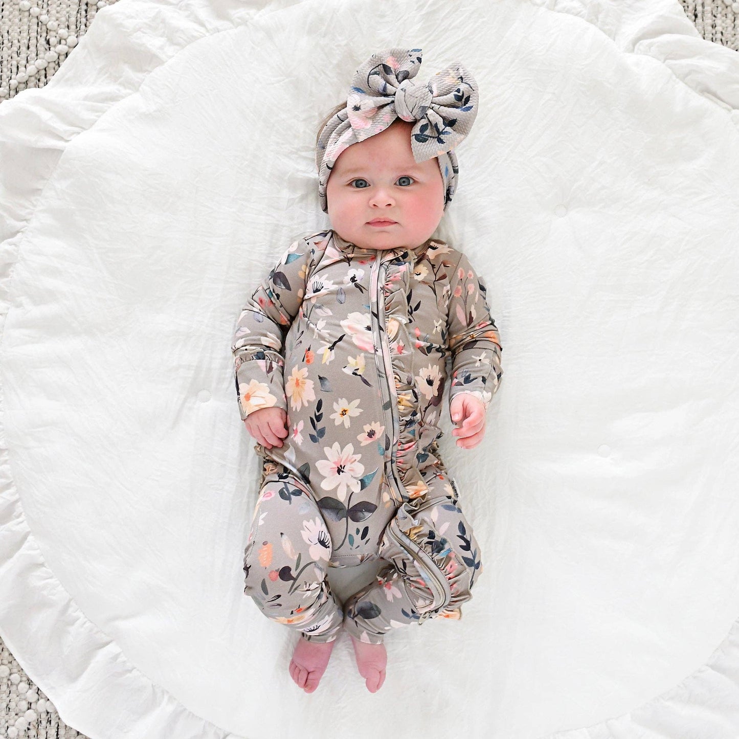 Tatum RUFFLE ZIP Bamboo One Piece Floral Baby Clothing