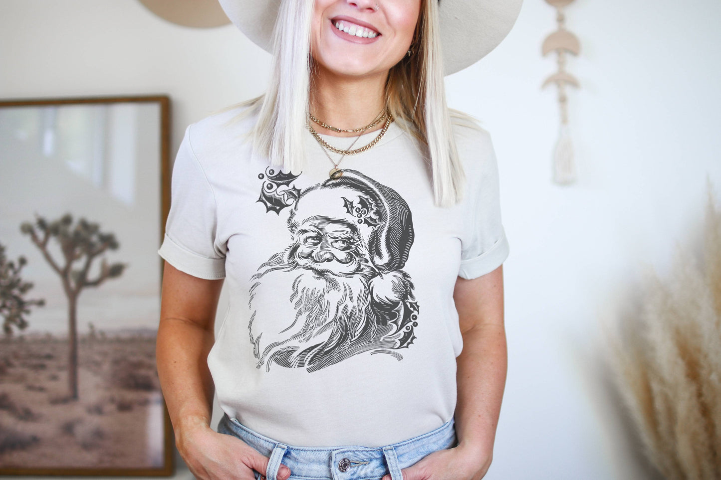 Black Vintage Santa Head Tee