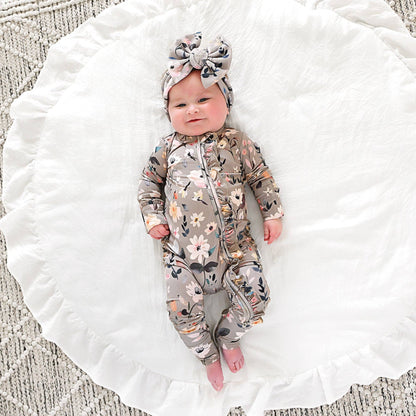 Tatum RUFFLE ZIP Bamboo One Piece Floral Baby Clothing