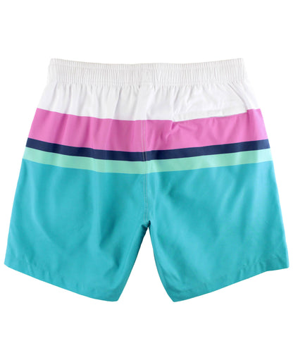 Men's Aqua Color Block Swim Trunks