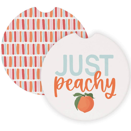 Just Peachy Stripes - Car Coasters