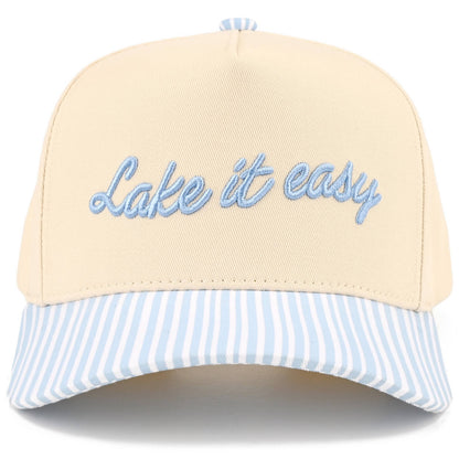 LAKE IT EASY Letter Embroidered Two Tone Trucker Hat
