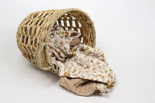 Organic Cotton Daisy Meadow Muslin Quilt | Baby Quilt 