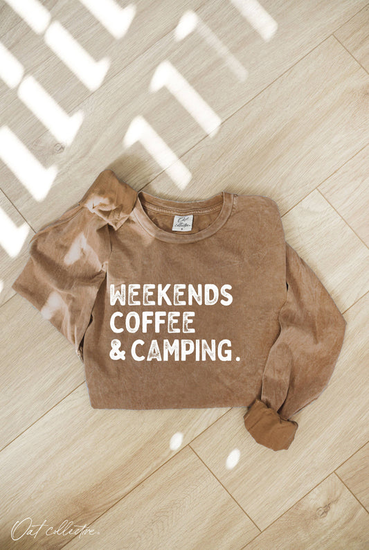 WEEKENDS COFFEE CAMPING Mineral Washed Long Sleeve Graphic