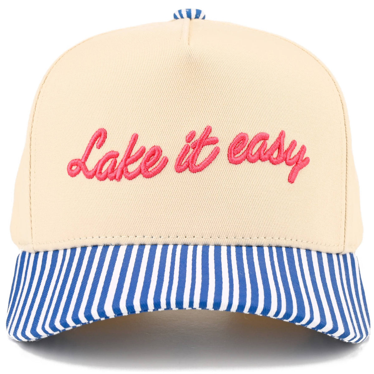 LAKE IT EASY Letter Embroidered Two Tone Trucker Hat