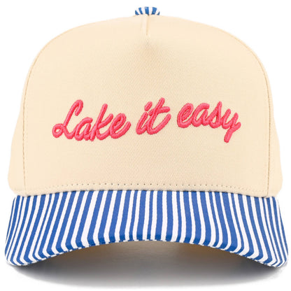 LAKE IT EASY Letter Embroidered Two Tone Trucker Hat